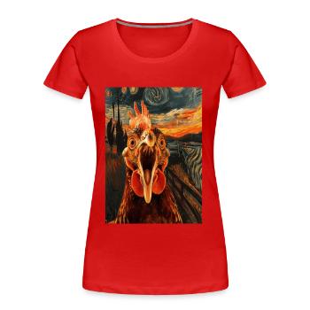 Huhn - Frauen Premium Bio T-Shirt - Rot - Vorne - Mia (176cm)