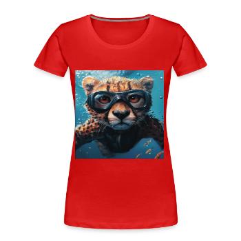 Guépard - T-shirt bio Premium Femme - rouge - Devant - Mia (176cm)