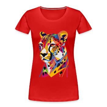 Guépard - T-shirt bio Premium Femme - rouge - Devant - Mia (176cm)