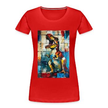 T-Rex - Frauen Premium Bio T-Shirt - Rot - Vorne - Mia (176cm)