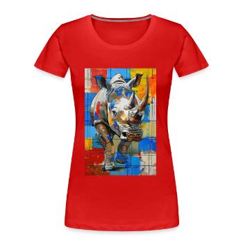 Nashorn - Frauen Premium Bio T-Shirt - Rot - Vorne - Mia (176cm)