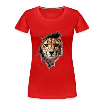 Guépard - T-shirt bio Premium Femme - rouge - Devant - Mia (176cm)