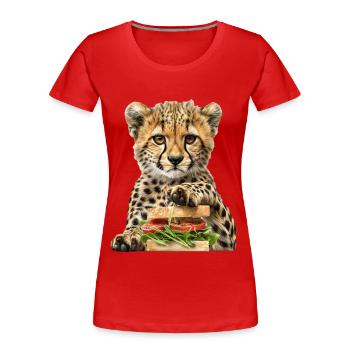 Guépard - T-shirt bio Premium Femme - rouge - Devant - Mia (176cm)