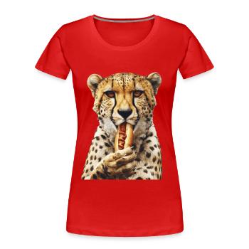 Guépard - T-shirt bio Premium Femme - rouge - Devant - Mia (176cm)