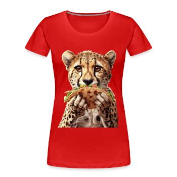 Gepard - Frauen Premium Bio T-Shirt - Rot - Vorne - Mia (176cm)
