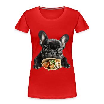 French Bulldog - Frauen Premium Bio T-Shirt - Rot - Vorne - Mia (176cm)