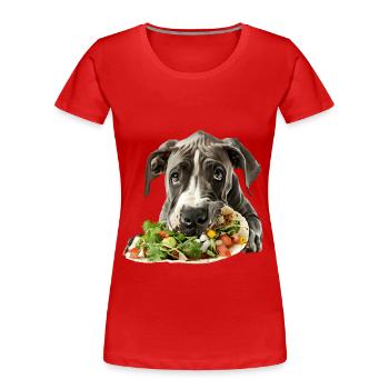 Great Dane - Frauen Premium Bio T-Shirt - Rot - Vorne - Mia (176cm)
