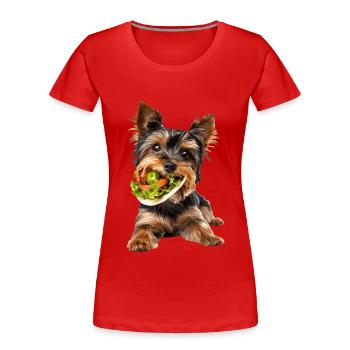 Yorkshire Terrier - T-shirt bio Premium Femme - rouge - Devant - Mia (176cm)