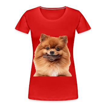 Crache nain - T-shirt bio Premium Femme - rouge - Devant - Mia (176cm)