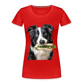 Border Collie - Frauen Premium Bio T-Shirt - Rot - Vorne - Mia (176cm)