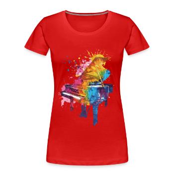 Klavier - Frauen Premium Bio T-Shirt - Rot - Vorne - Mia (176cm)