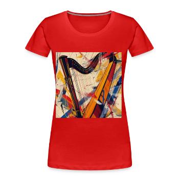 Harfe - Frauen Premium Bio T-Shirt - Rot - Vorne - Mia (176cm)