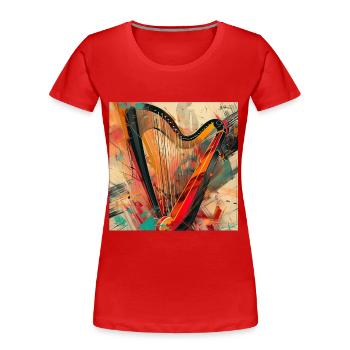 Harfe - Frauen Premium Bio T-Shirt - Rot - Vorne - Mia (176cm)