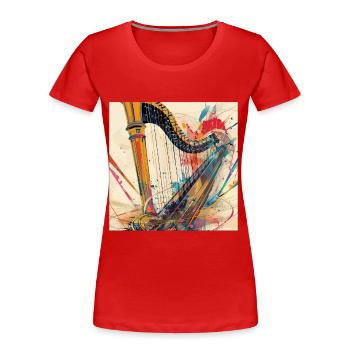 Harfe - Frauen Premium Bio T-Shirt - Rot - Vorne - Mia (176cm)