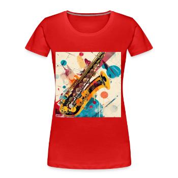 Saxophon - Frauen Premium Bio T-Shirt - Rot - Vorne - Mia (176cm)