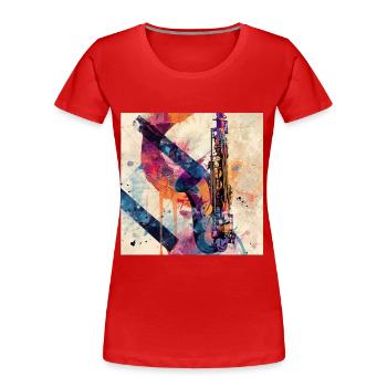 Saxophon - Frauen Premium Bio T-Shirt - Rot - Vorne - Mia (176cm)