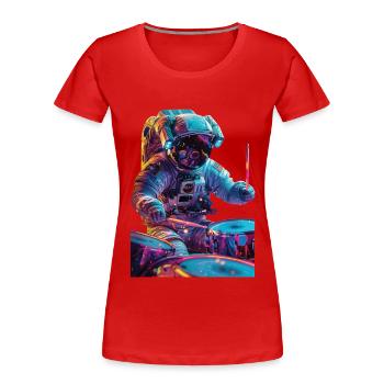 Astronaut Trommeln - Frauen Premium Bio T-Shirt - Rot - Vorne - Mia (176cm)