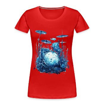Fisch Trommeln - Frauen Premium Bio T-Shirt - Rot - Vorne - Mia (176cm)
