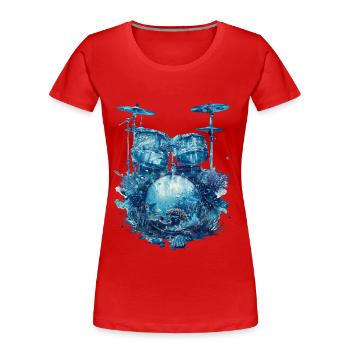 Fisch Trommeln - Frauen Premium Bio T-Shirt - Rot - Vorne - Mia (176cm)