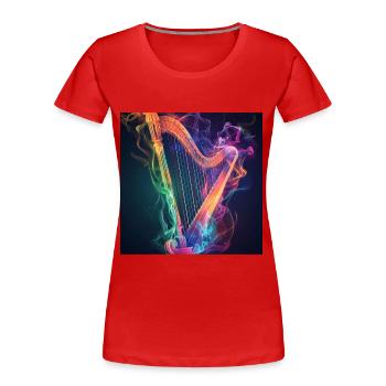 Harfe - Frauen Premium Bio T-Shirt - Rot - Vorne - Mia (176cm)