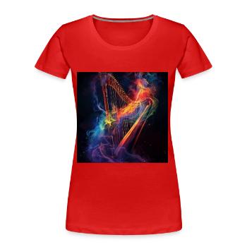 Harfe - Frauen Premium Bio T-Shirt - Rot - Vorne - Mia (176cm)