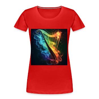 Harfe - Frauen Premium Bio T-Shirt - Rot - Vorne - Mia (176cm)