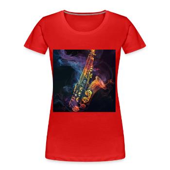 Saxophon - Frauen Premium Bio T-Shirt - Rot - Vorne - Mia (176cm)