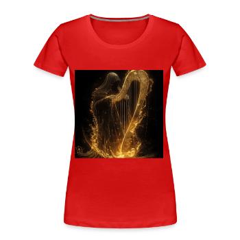 Harfe - Frauen Premium Bio T-Shirt - Rot - Vorne - Mia (176cm)