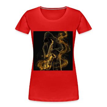 Saxophon - Frauen Premium Bio T-Shirt - Rot - Vorne - Mia (176cm)
