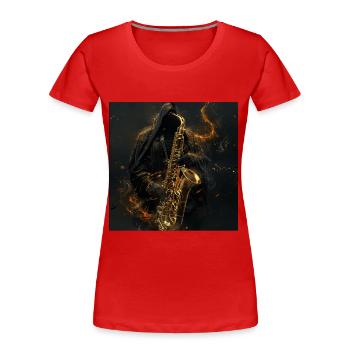 Saxophon - Frauen Premium Bio T-Shirt - Rot - Vorne - Mia (176cm)