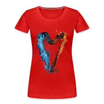 Harfe - Frauen Premium Bio T-Shirt - Rot - Vorne - Mia (176cm)