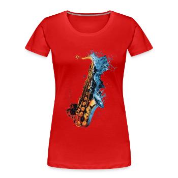 Saxophon - Frauen Premium Bio T-Shirt - Rot - Vorne - Mia (176cm)