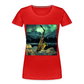 Saxophon - Frauen Premium Bio T-Shirt - Rot - Vorne - Mia (176cm)
