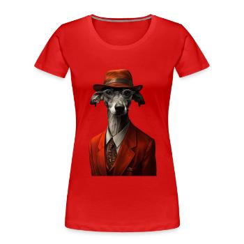 Whippet - Frauen Premium Bio T-Shirt - Rot - Vorne - Mia (176cm)