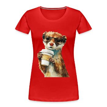 Wiesel Kaffee - Frauen Premium Bio T-Shirt - Rot - Vorne - Mia (176cm)