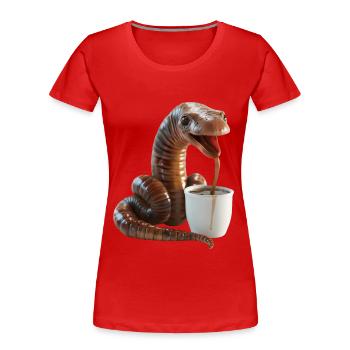 Wurm Kaffee - Frauen Premium Bio T-Shirt - Rot - Vorne - Mia (176cm)