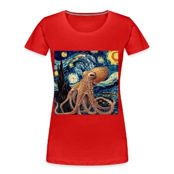 Tintenfisch - Frauen Premium Bio T-Shirt - Rot - Vorne - Mia (176cm)