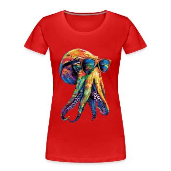 Tintenfisch - Frauen Premium Bio T-Shirt - Rot - Vorne - Mia (176cm)