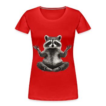 Waschbär - Frauen Premium Bio T-Shirt - Rot - Vorne - Mia (176cm)
