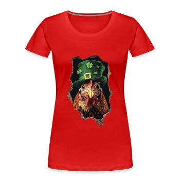 St. Patrick Huhn - Frauen Premium Bio T-Shirt - Rot - Vorne - Mia (176cm)