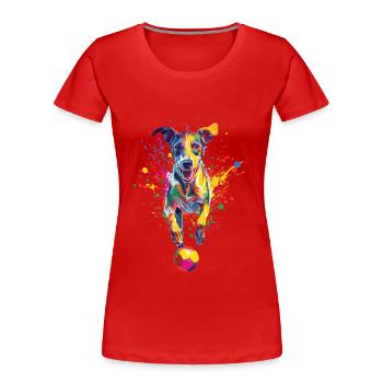 Whippet - Frauen Premium Bio T-Shirt - Rot - Vorne - Mia (176cm)