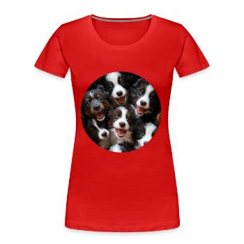 Border Collie - Frauen Premium Bio T-Shirt - Rot - Vorne - Mia (176cm)
