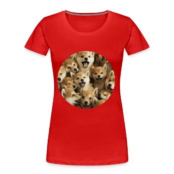 Shiba Inu - Frauen Premium Bio T-Shirt - Rot - Vorne - Mia (176cm)