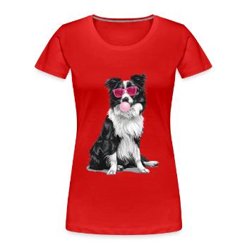 Border Collie - Frauen Premium Bio T-Shirt - Rot - Vorne - Mia (176cm)
