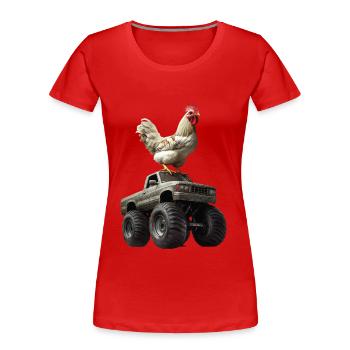 Huhn - Frauen Premium Bio T-Shirt - Rot - Vorne - Mia (176cm)