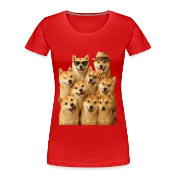 Shiba Inu - Frauen Premium Bio T-Shirt - Rot - Vorne - Mia (176cm)