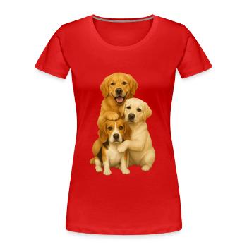 Golden Retriever Labrador Beagle - Frauen Premium Bio T-Shirt - Rot - Vorne - Mia (176cm)