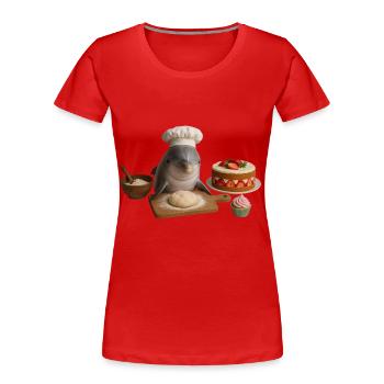 Dolphin Baking Cake Bread - T-shirt bio Premium Femme - rouge - Devant - Mia (176cm)