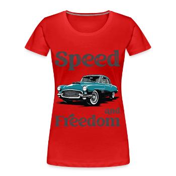 Speed and freedom. A classic car design. - Women's Premium Organic T-Shirt - red - Front - Mia (176cm)