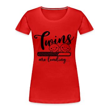 Twins are loading-Zwillinge-Schwangerschaft-Baby - Frauen Premium Bio T-Shirt - Rot - Vorne - Mia (176cm)